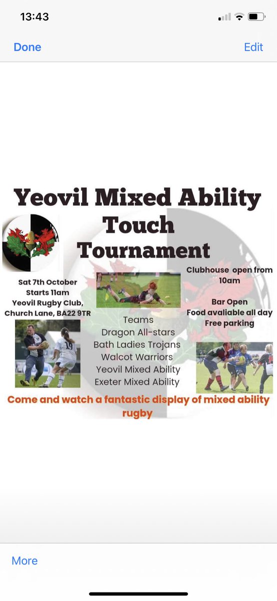 Starting to get excited about our mixed ability touch tournament this Saturday, we look forward to welcoming all our fiends, to watch some great rugby head along to the club from 11am.