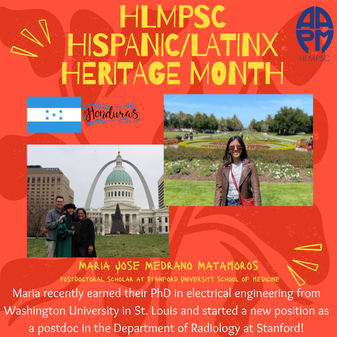 AAPM_HLMPSC's tweet photo. Today we celebrate Maria who has recently transitioned into a postdoctoral position at Stanford as a Propel scholar! ๐ญ๐ณ
#HispanicHeritageMonth2023 #LatinInSTEM #HLMPSC https://t.co/bMsFnv8jdc