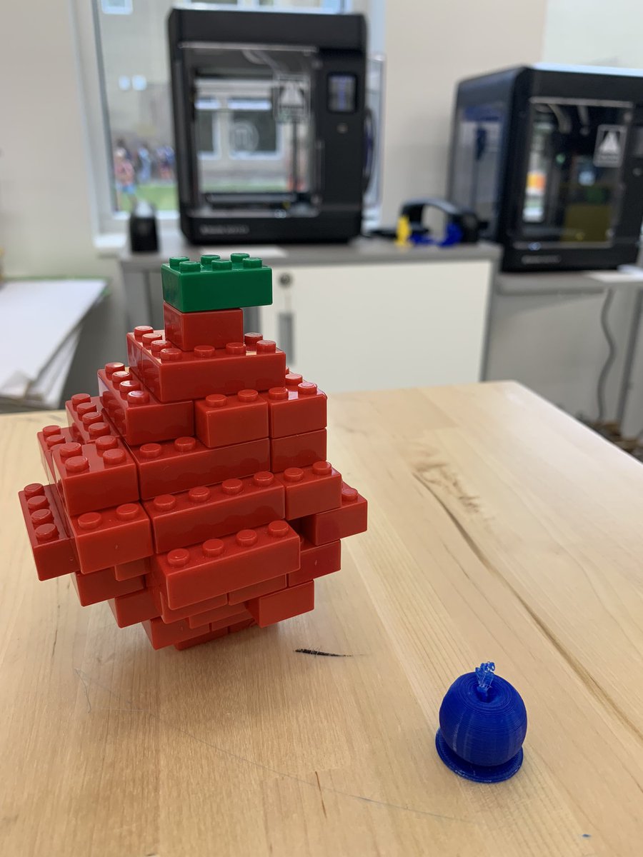 Imagination Spotlight - a 5th grade Focus Area at #ConnMagnet

Today, the learners, along with <a href="/BrickLovesBooks/">Cari Ann</a>, created two versions of a 3D apple based on the text they were reading.

LEGO -that was the easy one

💡 3D printed -drawing, Tinkercad (.svg), Makerbot Sketch (.stl)