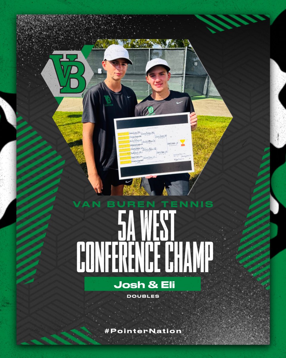 VBSDActivities's tweet photo. Josh Adair and Eli Adams are coming home as the 2023 5A West Doubles Champs defeating Alma, Greenbrier, Siloam Springs and in the Finals, Mt. Home 6-3, 4-6, 6-4! https://t.co/nSJqRvnW6G