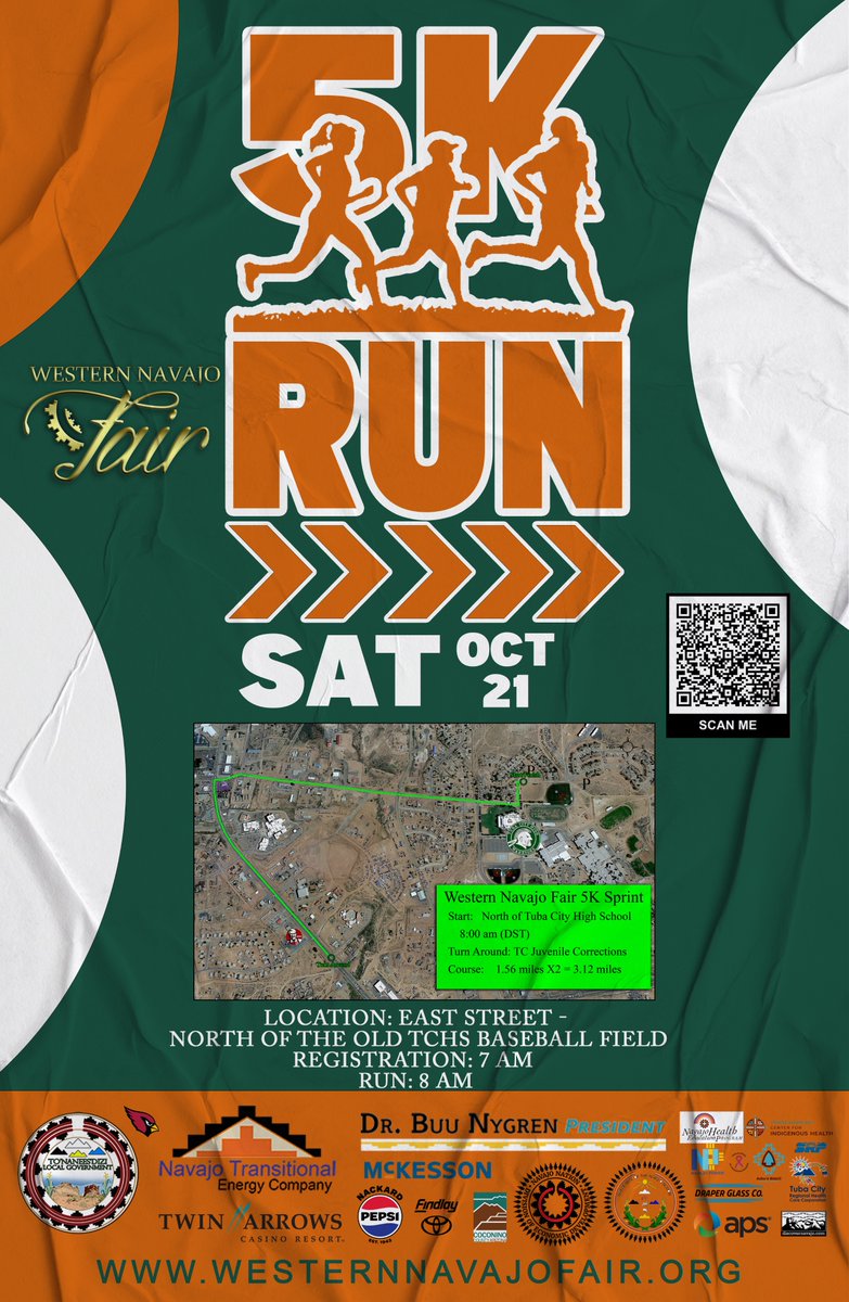 WNF_2024's tweet photo. 🏁🏁Runners At Your Mark! Get Set, GO‼️ 5K Run‼️🎊Saturday October 21, 2023. Registration at 7 AM (DST).✏️✏️ Run Starts at 8 AM (DST).🏃‍♀️🏃‍♂️ Location is at East Street- North of the Old Tuba City High School Baseball Field.🎊🧭Course is 1.56 Miles X2, Total of 3.12 Miles. 🏁🏁 https://t.co/OwtSKjc2QF