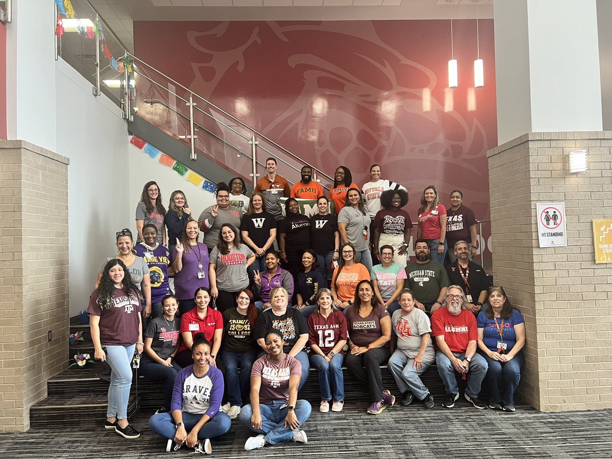 Watkins staff has college spirit and we shared it with our students! @CyFairISD #collegeweek #itsmyplan