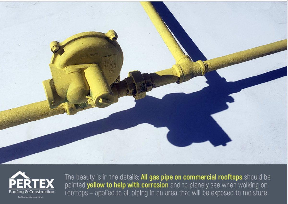 pertexroofing's tweet image. #commercialroofing

All gas pipe on commercial rooftops should be painted yellow to help with corrosion and to planely see when walking on rooftops – applied to all piping in an area that will be exposed to moisture.

pertexroofing.com

#gaspipe #gasoline #generalcontractor