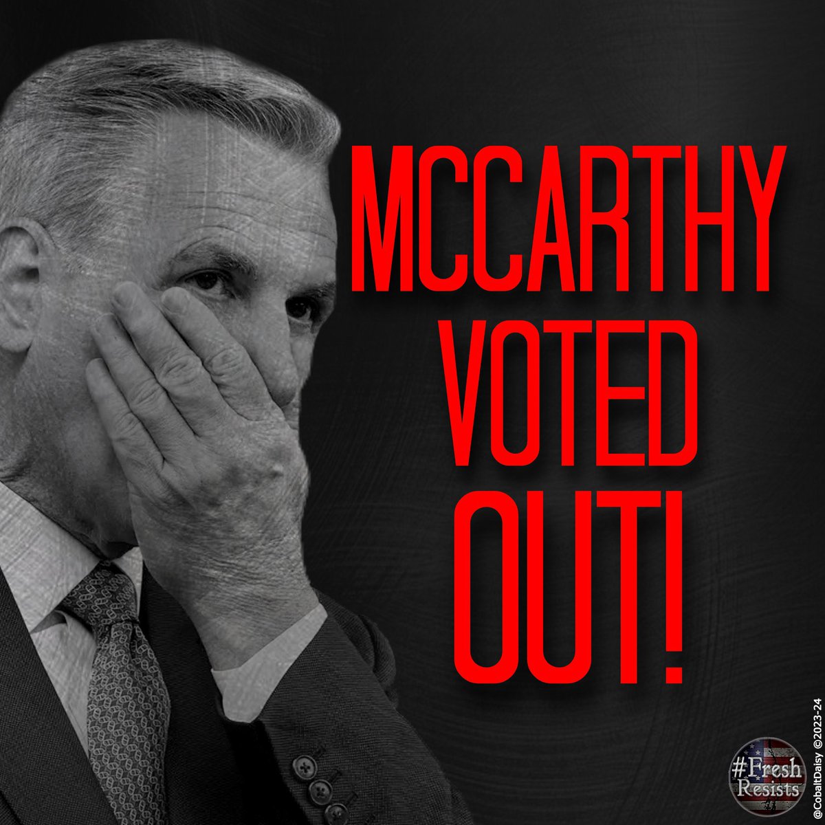 Kevin McCarthy coveted that gavel.

He made deal after deal hanging his own soul out to dry. 

Bye, Kevin. 

I would like to take a minute to commend Democrats. They followed Hakeem Jeffries and remained strong and united. 

#FreshStrong