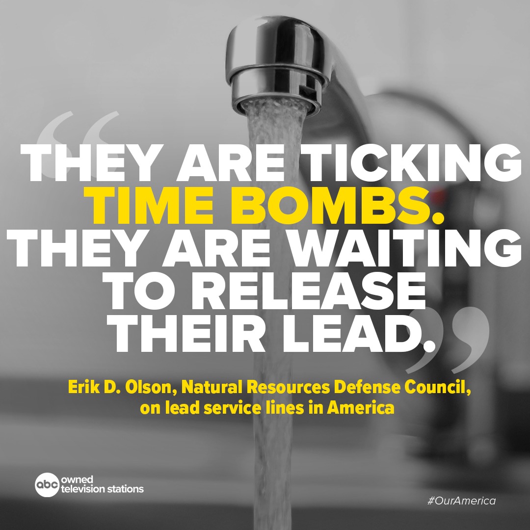 NRDC's tweet photo. Lead is a harmful neurotoxin that doesn’t belong in our drinking water. NRDC's Erik Olson calls dangerous lead pipes "ticking time bombs” in the latest @ABC documentary “Our America: Trouble On Tap."
https://t.co/YFA1XAbAaX https://t.co/XaGxxAcgI2