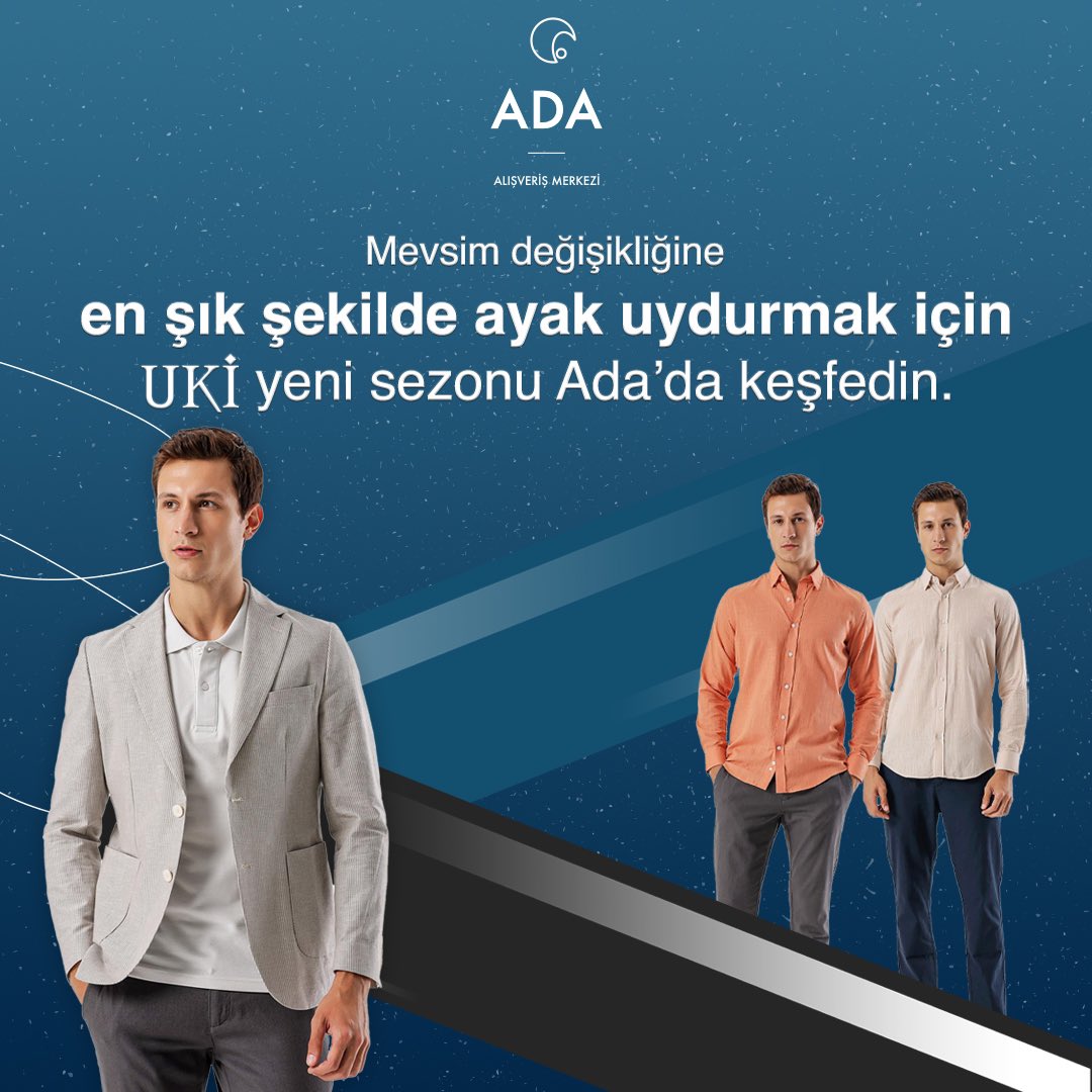 adaavm's tweet photo. Erkek giyimde sonbahar sezonuna en şık şekilde ayak uydurmak için, UKİ’ nin yeni koleksiyonunu Ada’da keşfedin.👔🥼👕
 
📍UKİ, Zemin Kat
 
#AdaAVM #Erenler #AdapazarıProvince #Alışveriş #UKİ https://t.co/hv8gjnxdxl