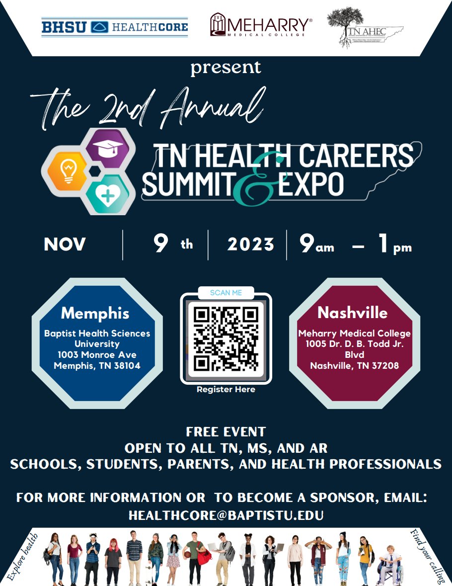 Are you looking for a great field trip opportunity for the 2023-24 academic year? This free event will allow high school students to gain exposure and insight from various health professionals and entities throughout the state #Workforce #CareerFair #HealthProfessions #TNAHEC