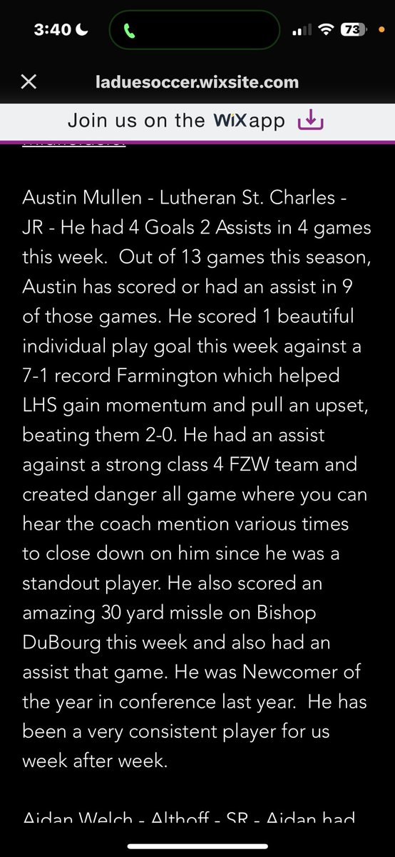 Thank you @STL_Best_XI! Can’t do it without my teammates. Let’s keep the momentum going! @LuHiBoysSoccer @BoosterClubLHS @Coachb_e_z3 @DougKuhlmann @PrepSportsSTL @STLhssports @CoachCannella17 @Don_K_Williams @SRUSA_Official @MoRushSoccer @RushSoccer @NcsaSoccer @SoccerMomInt