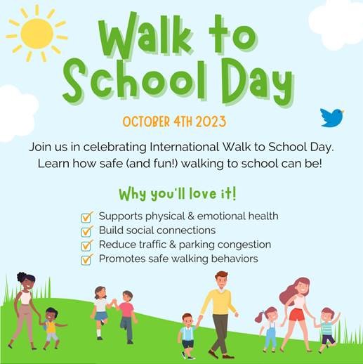 TOMORROW, Oct. 4th, is #WalktoSchoolDay! Build healthy (and fun!) habits by walking to school. Visit ochealthinfo.com/w2s or walkbiketoschool.org for more info. #ImWalking #HealthyHabits #ActiveKids #SafeRoutes #ActiveTransportation #WalkAndLearn #SchoolDaySteps