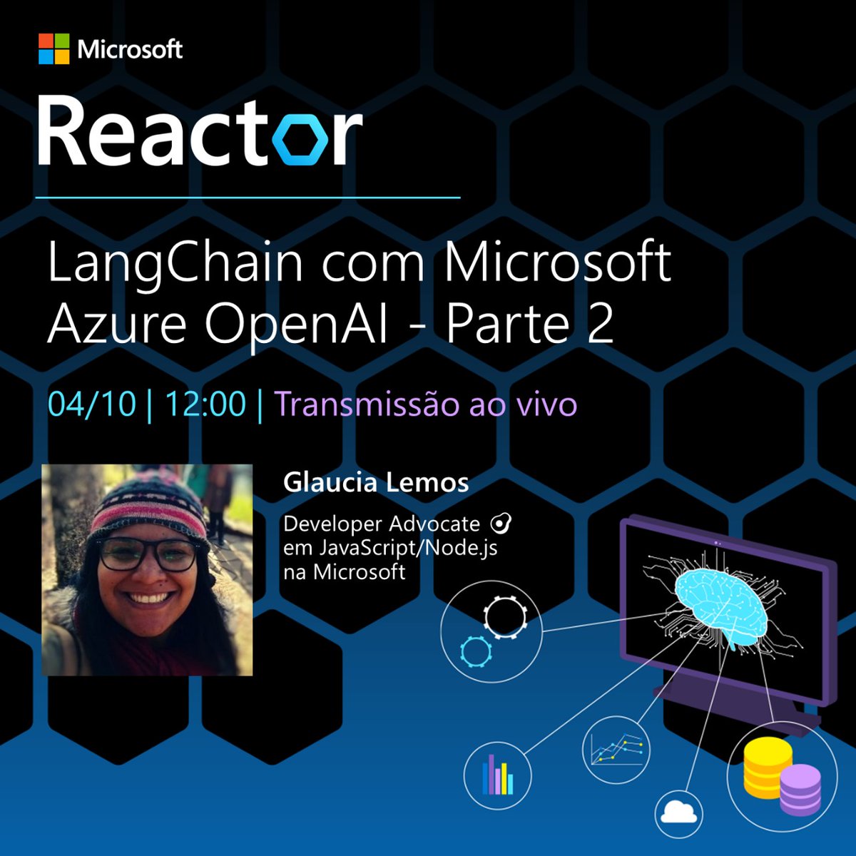 Amanhã 04/10 ao vivo: #LangChain com Microsoft #AzureOpenAI - parte 2, com <a href="/glaucia_lemos86/">Glaucia Lemos 🌊🤿🐠</a>

aka.ms/SerieLangChain…

#InteligênciaArtificial #framework #IntelligentApps

#ReactorSaoPaulo #InteligenciaArtificial #OpenAI #Copilot #Azure #dev #devi #desenvolvedor #programador #IA