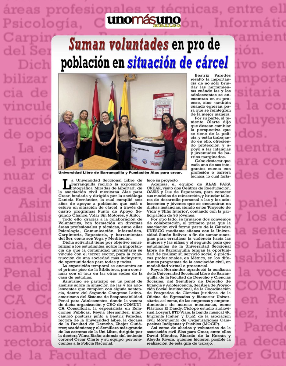 El diario #unomásunohidalgo, dirigido por <a href="/juanmoreno7/">Juan Moreno</a>, publica el día de hoy #nota sobre la Gira de Trabajo de <a href="/AlasParaCrearAC/">Alas para Crear</a> por Colombia🇨🇴. 

#LATAMSinEtiquetas 🦋