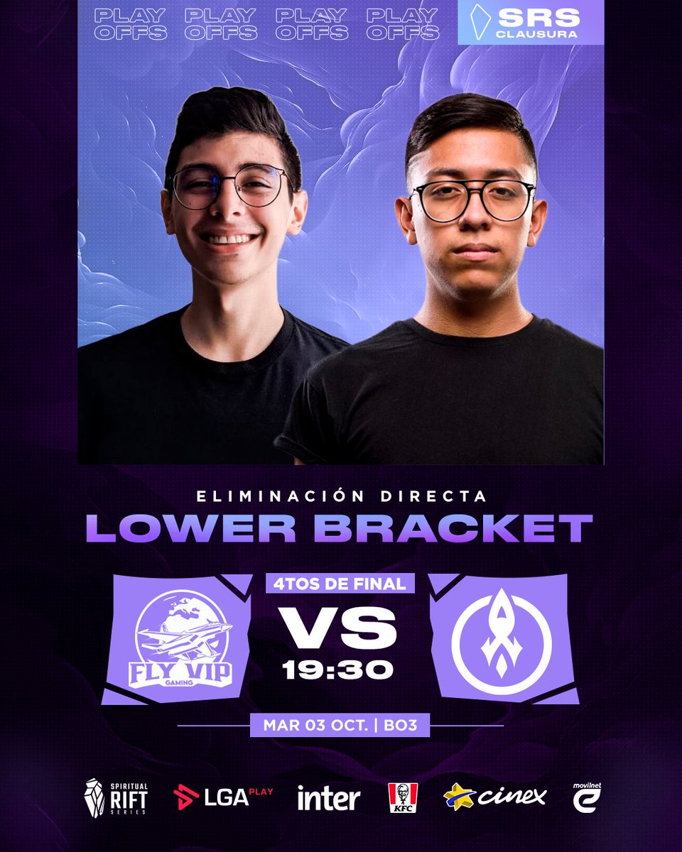 Si ayer quedaste con ganas de ver los #PlayOffs en la #SpiritualRiftSeries 👀 ¡No te preocupes! Porque hoy se enfrentan <a href="/FlyVipGaming/">Fly Vip Gaming</a> contra <a href="/Outersavage_/">Outer Savage</a> 😱

Alguno de ellos se despedirá de la copa, descubre quién será en nuestra transmisión 🔥