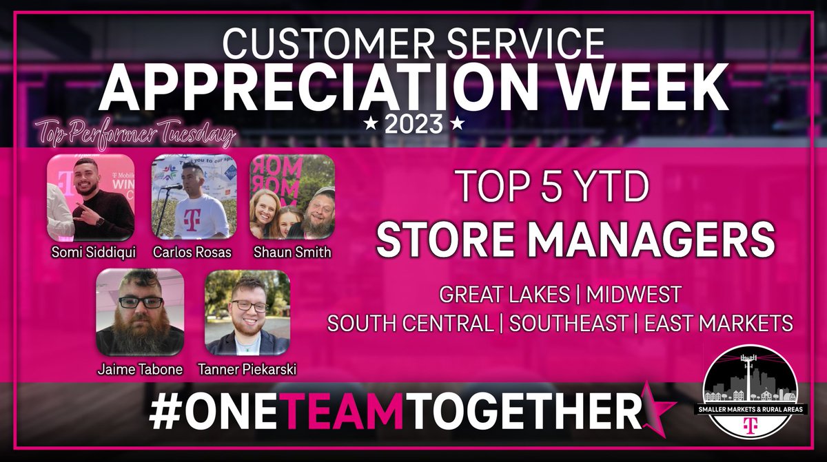 It's Top Performer Tuesday for Customer Service Appreciation Week! Thank you to our Top 5 RSMs YTD for your dedication to creating unforgettable customer experiences!