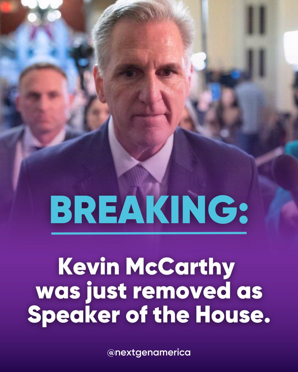 BREAKING: Kevin McCarthy just became the FIRST Speaker of the House in U.S. history to be voted out of the office.

When you empower extremist Republicans, expect to be held accountable. 

Put simply: F*ck around and find out.