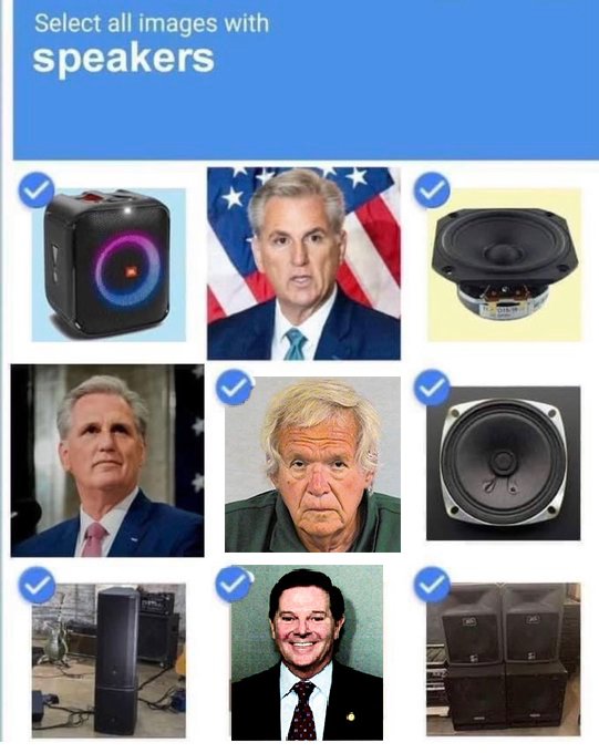 spockosbrain's tweet image. Select all the images with speakers. #Speakerofthehouse #KevinMcCarthyIsALoser 
#KevinMcCarthy