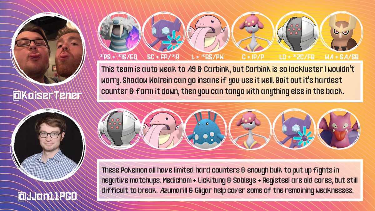 SpeediestChief2's tweet image. Need a team for your Local or Regional Pokémon GO tournament this October? 👀

I asked some top trainers to send their teams, &amp;amp; these are SOLID! 💪

Which one is your favorite? 🤔

#PokemonGO #PlayPokemon

Thank you 🙏 
@soph_toph
@jaysfan55PoGo
@BirdPower13
@0EL1TE0
@SwgTips…