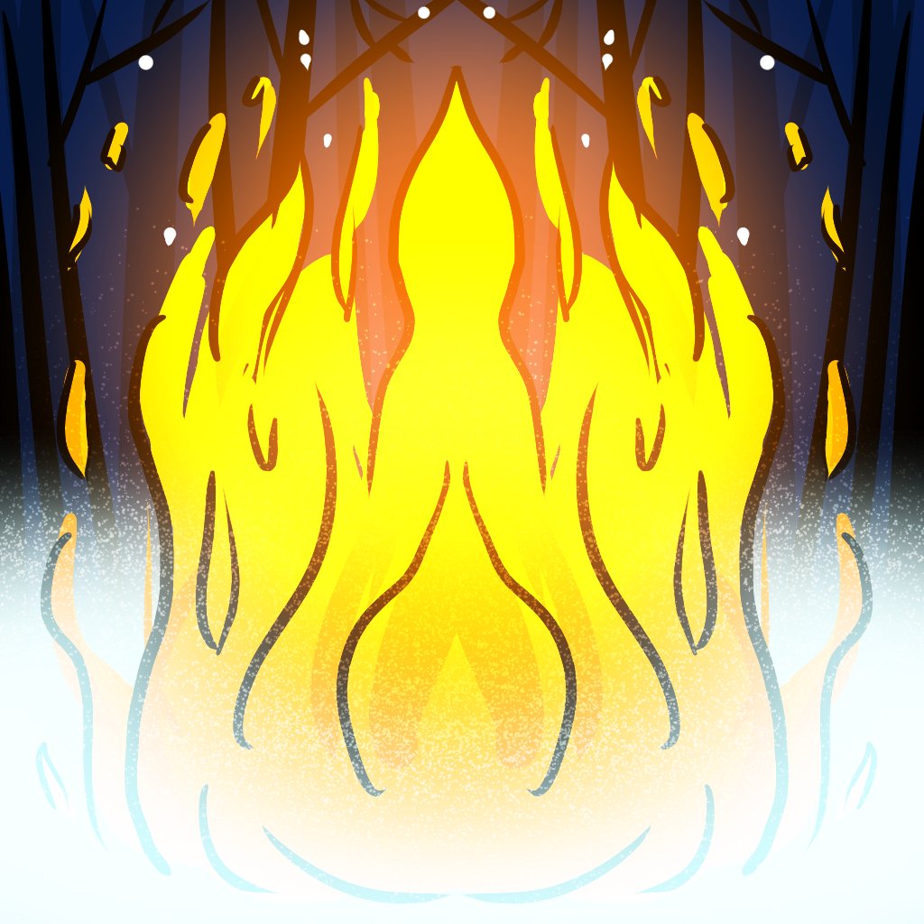 fire + misty + symmetrical