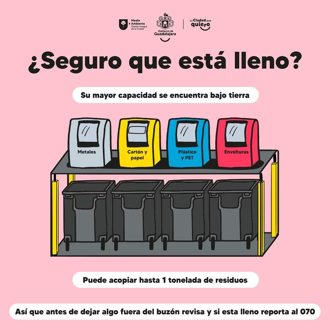 GuadalajaraGob's tweet photo. 🤜🤛 En Guadalajara hacemos equipo con la ciudadanía para tener una ciudad cada vez más ordenada y libre de basura. Los puntos limpios pueden acopiar hasta una tonelada de residuos, ya que los contenedores se encuentran bajo tierra. https://t.co/eDqq4oDs1Y