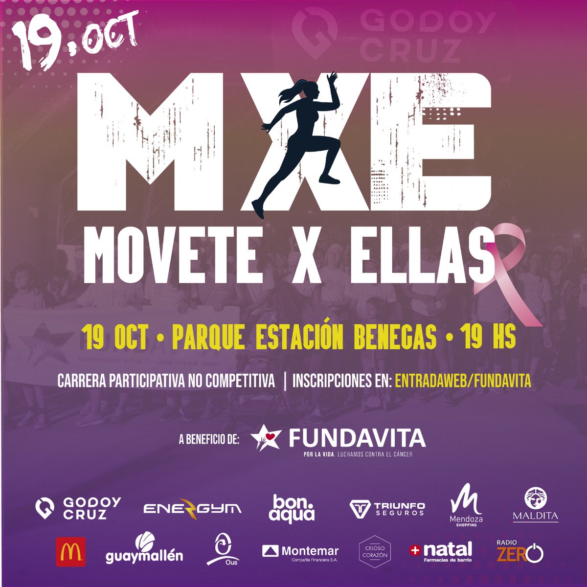 Este 19 de OCT en #GodoyCruz - #Mendoza se realizará la Carrera solidaria de <a href="/fundavita/">FUNDAVITA⭐🎗</a> en honor al Día Mundial de la Lucha contra el Cáncer de Mama.

🩷🩷MOVETE POR ELLAS🩷🩷

Link de inscripción:
linktr.ee/FUNDAVITA