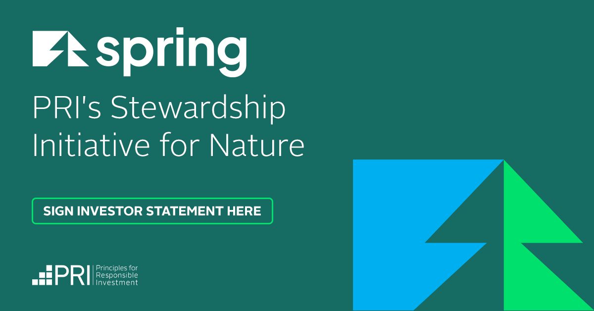 Introducing Spring: PRI's Stewardship Initiative for Nature🌿 We're pleased to announce our new stewardship initiative, 'Spring', dedicated to amplifying the investment community's role in halting and reversing biodiversity loss by 2030. Sign the statement unpri.org/spring