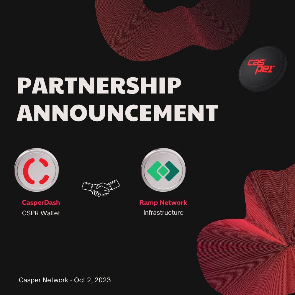 casperdash_io's tweet photo. GM @Casper_Network community,
๐ฅExciting news!
CasperDash partners with @RampNetwork to bring on-ramp services to the Casper Community.
Remember to update to the latest version of #CasperDash Mobile Wallet.
#CasperDash #RampNetwork #crypto #fiat #onramp https://t.co/ECYf65XCqW