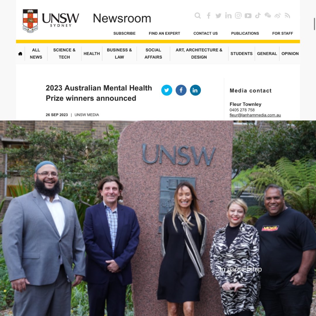 Congrats Ali Faraj, board member Educaid Au, for being awarded the <a href="/UNSW/">UNSW</a> Australian Mental Health prize last week alongside <a href="/ToombsM1/">Maree Toombs</a> <a href="/MeganKrakouer/">Megan Krakouer</a> GeoffToogood presented by Hon. <a href="/Emma4Dobell/">Emma McBride MP</a> 👏🏾👏🏾

newsroom.unsw.edu.au/news/health/20…