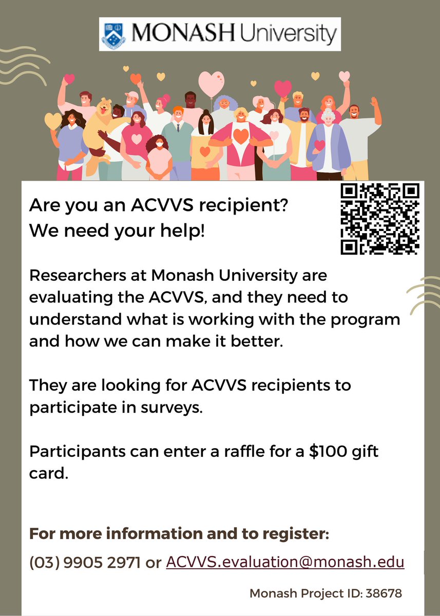 Rosanne Freak-Poli, PhD (@drfreakpoli) on Twitter photo We invite you to participate:
monash.az1.qualtrics.com/jfe/form/SV_74…
Or contact us: (03)9905-2971 or Mandy.OConnor1@monash.edu We invite you to participate:
monash.az1.qualtrics.com/jfe/form/SV_74…
Or contact us: (03)9905-2971 or Mandy.OConnor1@monash.edu
