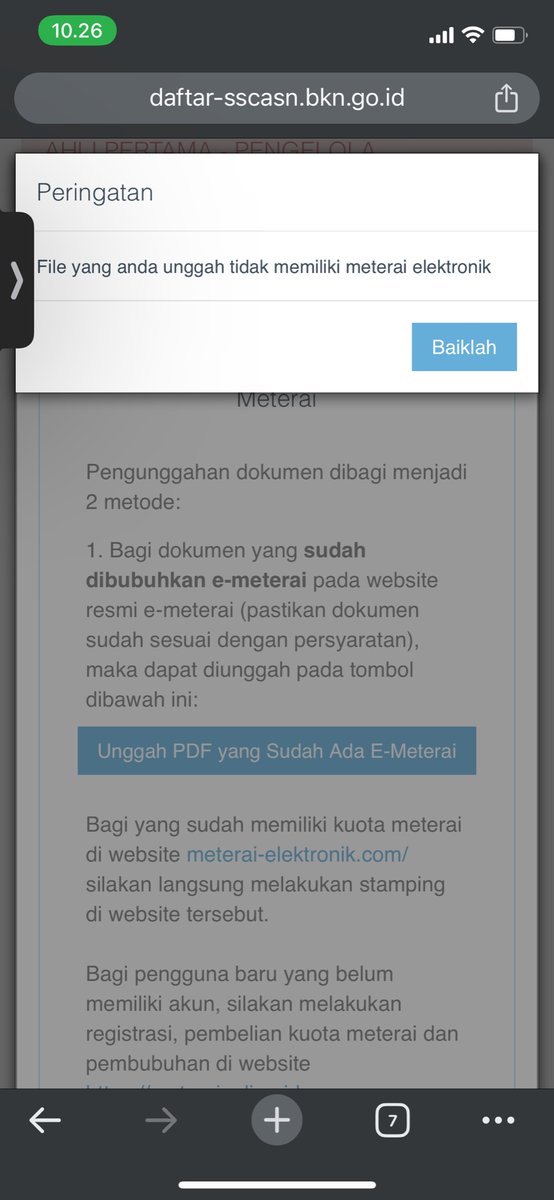 Mimisss17's tweet photo. @BKNgoid Maaf izin bertanya min, utk file nya kenapa selalu gagal upload ya? Utk persyaratan e-materai dll sudah sesuai, mohon petunjuknya 🙏 https://t.co/AQBMn1qruu