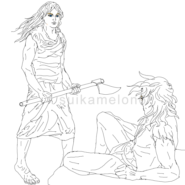 suikamelon6's tweet photo. One I've been working on for months... Couldn't find the right face or robe for Rhosh. Final battle scene between #Lestat and #Rhoshamandes. The only time Rhosh got to hold the axe. Poor dear. #PrinceLestat #BloodCommunion https://t.co/4qENJ4K0w7