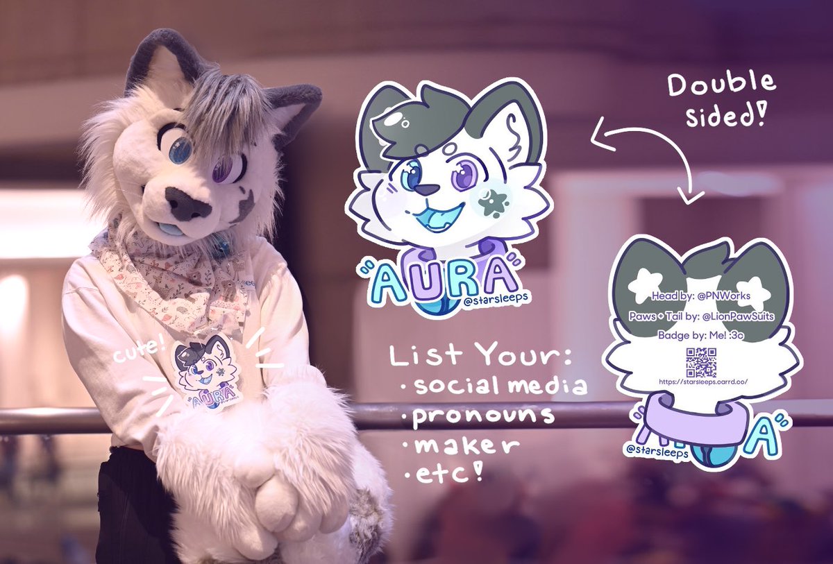 Hosting a Badge Giveaway !!
I receive so many compliments on this badge at every convention I go to and I really wanna make some more !!

🩶 RT + Follow to Enter
🤍 Post a SFW Reference 
🩵 Must be 18+ to receive physical badge in the mail!