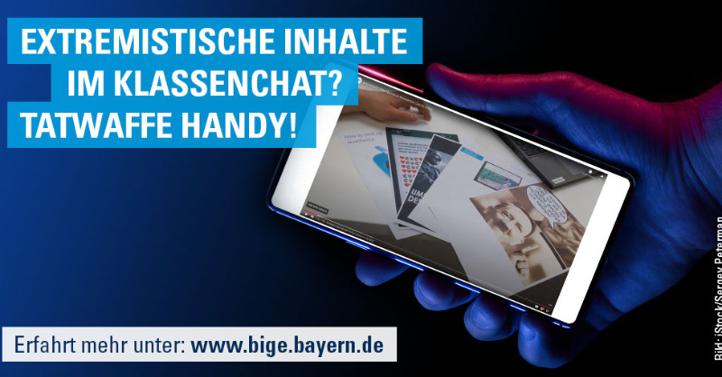 BayStMI's tweet photo. Hitler im Klassenchat? Reichsbürger auf Social Media? Die Bayerische Informationsstelle gegen Extremismus bietet in ihrer Mediathek zahlreiche Videos, Podcasts und Publikationen, die z. B. von Schulen genutzt werden können. Gleich mal reinschauen!
https://t.co/wDVTunelMr