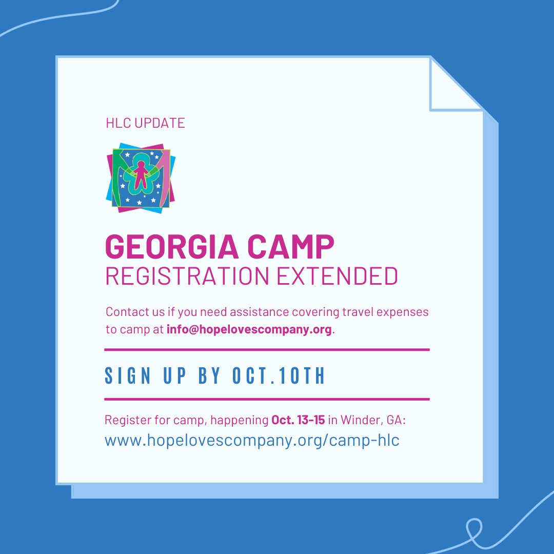 We still have available spots for campers and families at Georgia Camp, happening October 13-15 in Winder, GA! Contact us if you need financial assistance to cover travel expenses to get to camp. Sign up by Oct. 10 to secure your spot, and we hope to see you there!