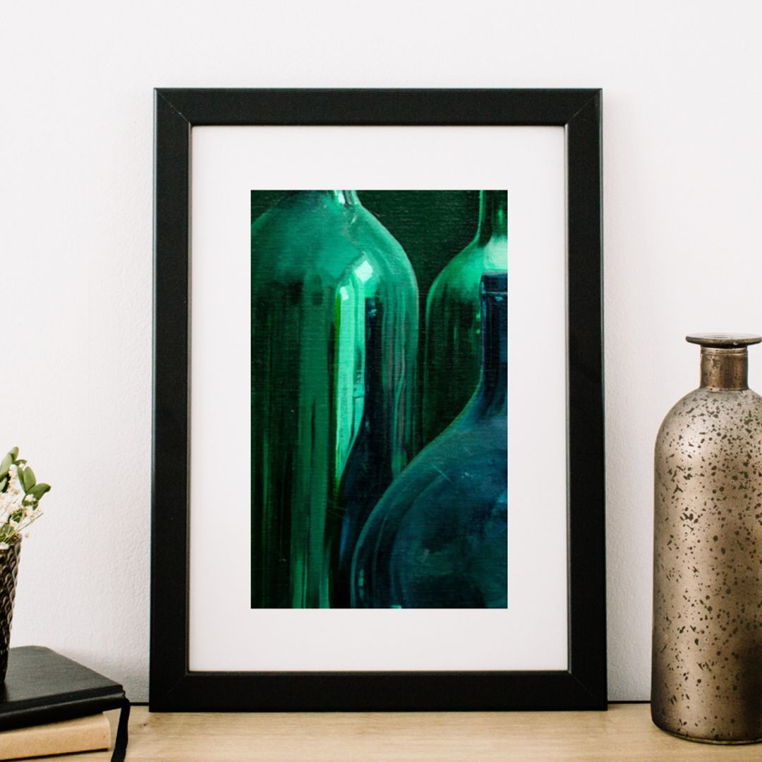SuperUnLeded's tweet photo. Vivid green, emerald hues in this Glass Bottles photo will add a graceful touch to any room. 
#photograph #wallart #art #interiordesign #green
https://t.co/lBjiBDUJlZ https://t.co/RCx2V221DW