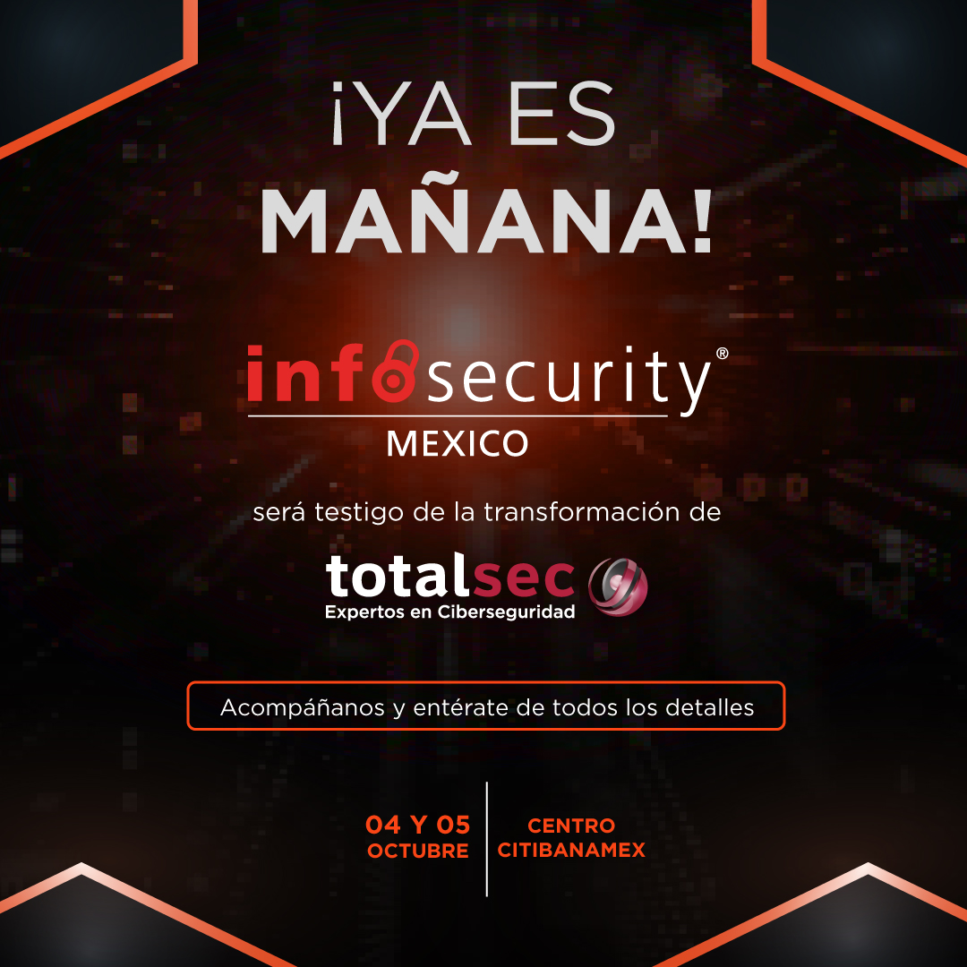 totalcybersec's tweet image. 🙆 Estamos a nada de vivir la mayor experiencia en #ciberseguridad 🧐
👉Visítanos este 04 y 05 de octubre en Infosecurity México y descubre la evolución de Totalsec
¡No te lo puedes perder! 🙌
#InfosecurityMéxico #Infosecurity2023 #InfosecurityMéxico2023 #ExpertosEnCiberseguridad
