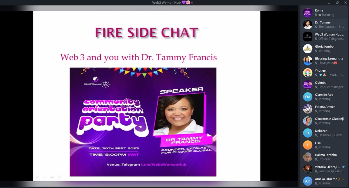 DrTammyFrancis's tweet photo. Special thank you to the Web3 Woman Hub (@_Web3woman) and its founder, Lydia Mark, for inviting me to speak at their Community Orientation Party held Saturday.
I had a blast!
#DrTammyFrancis #speaker #web3education #purpose #reskill #upskill #WWHCommunityParty #WWH #Web3Woman https://t.co/jDXJXmGVJJ