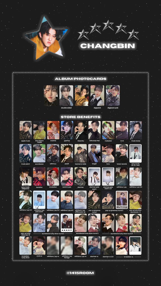 1415room's tweet photo. ⭑ stray kids 5-star photocard template ⭑

↳ album + pre-order benefits 
✖️ do not repost without the logo 

⭑ #BANGCHAN #LEEKNOW #CHANGBIN #HYUNJIN 

✮ added: withfans / yzy (6.0, pop-up, vc ), starriver polaroids, kmstation videocall https://t.co/hIDrvm5vvD