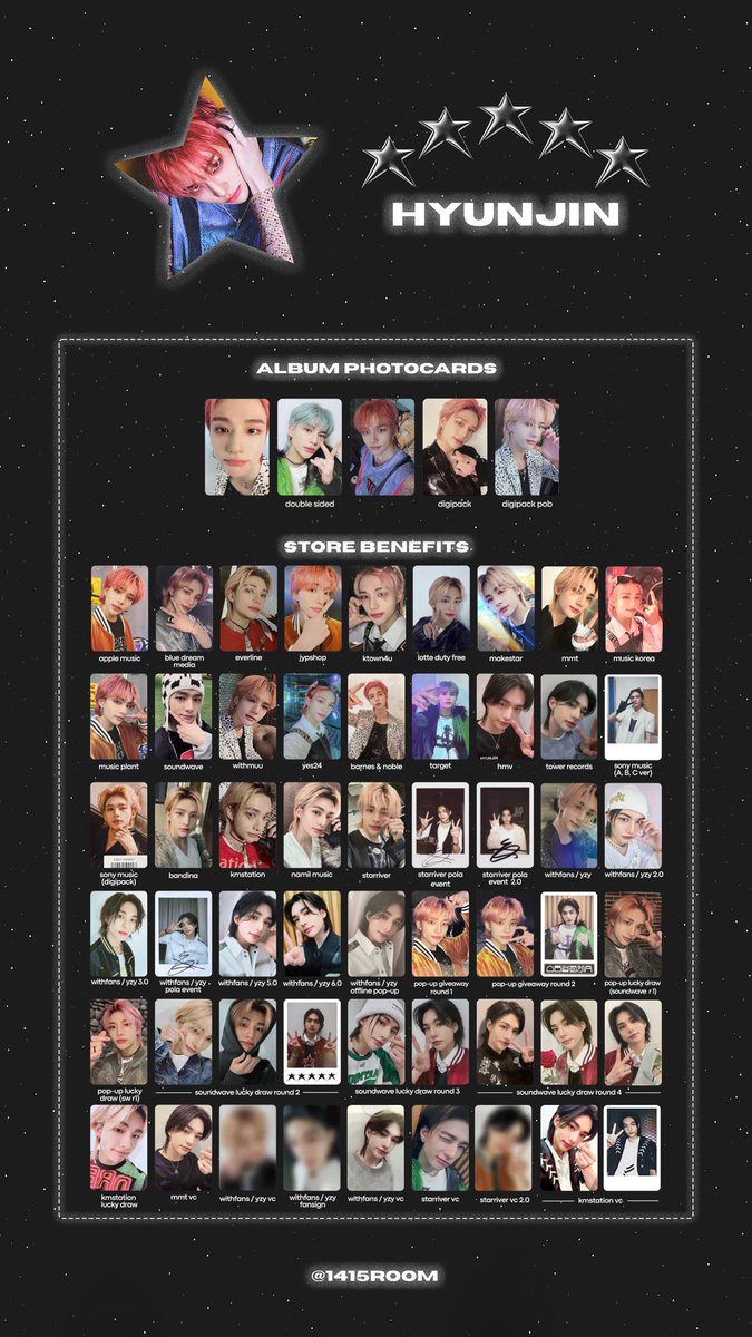 1415room's tweet photo. ⭑ stray kids 5-star photocard template ⭑

↳ album + pre-order benefits 
✖️ do not repost without the logo 

⭑ #BANGCHAN #LEEKNOW #CHANGBIN #HYUNJIN 

✮ added: withfans / yzy (6.0, pop-up, vc ), starriver polaroids, kmstation videocall https://t.co/hIDrvm5vvD