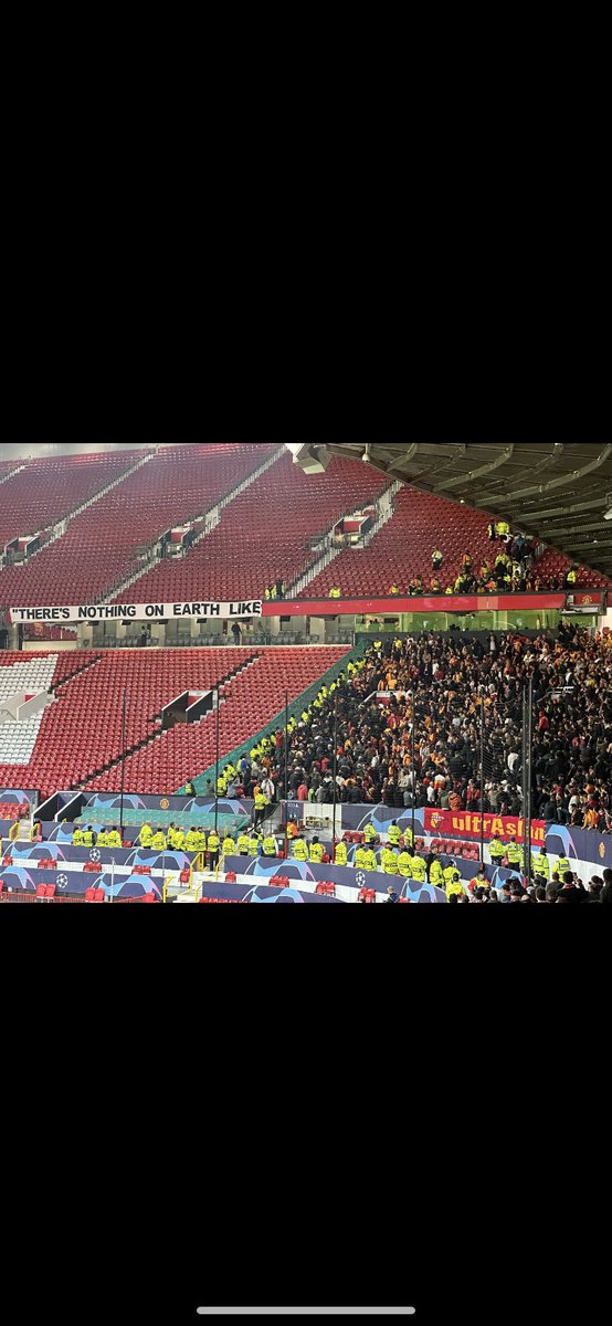 Galatasaray fans tore down Uniteds banner after the game.