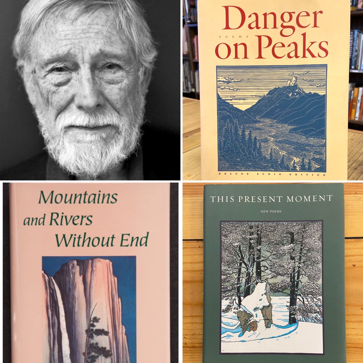 LandLibraryBPR's tweet photo. One of our favorite long shelves at the Land Library is devoted to the poetry &amp; essays of Gary Snyder. From the Beat Generation to the current day, he has immersed himself (&amp; his writing) in the natural world &amp; Buddhist thought. Here’s to extending that long shelf! 🌎🌍 📚 📚 https://t.co/n09WUBFzh5