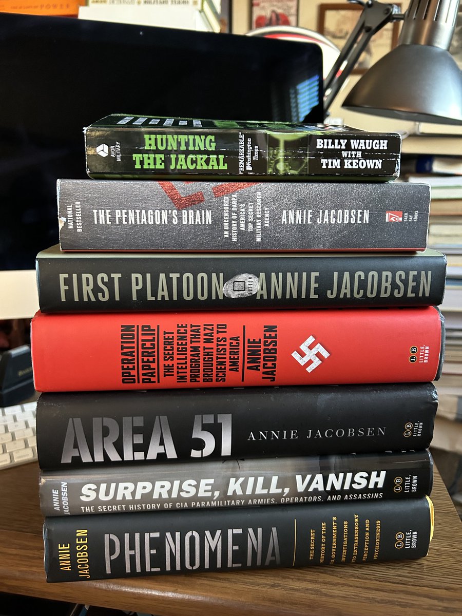 sceptreliquids's tweet photo. The Flying Fist Ranch BOOKS of The Day: My personal library of books is vast. It wouldn’t be complete without these books by @AnnieJacobsen and the late #BillyWaugh Superbly written and so informative. Look for Annie’s upcoming book NUCLEAR WAR. 📚✍️👍 https://t.co/ZixSUsDBvx