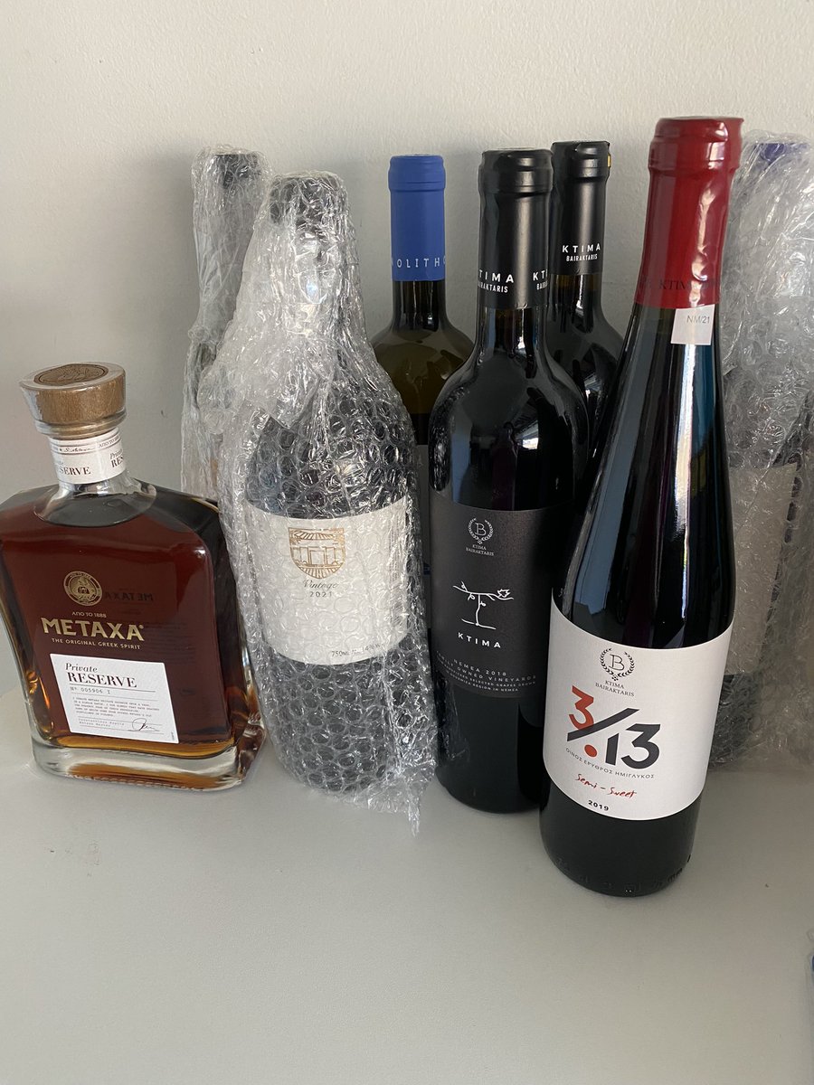OCGreekGrl's tweet photo. So we decided to use a lot of the 50 pounds in our luggage for Wine & #Metaxa
(Not all bottles in picture 😉)
#Greece #WineProblems https://t.co/ivgsmOnMLC