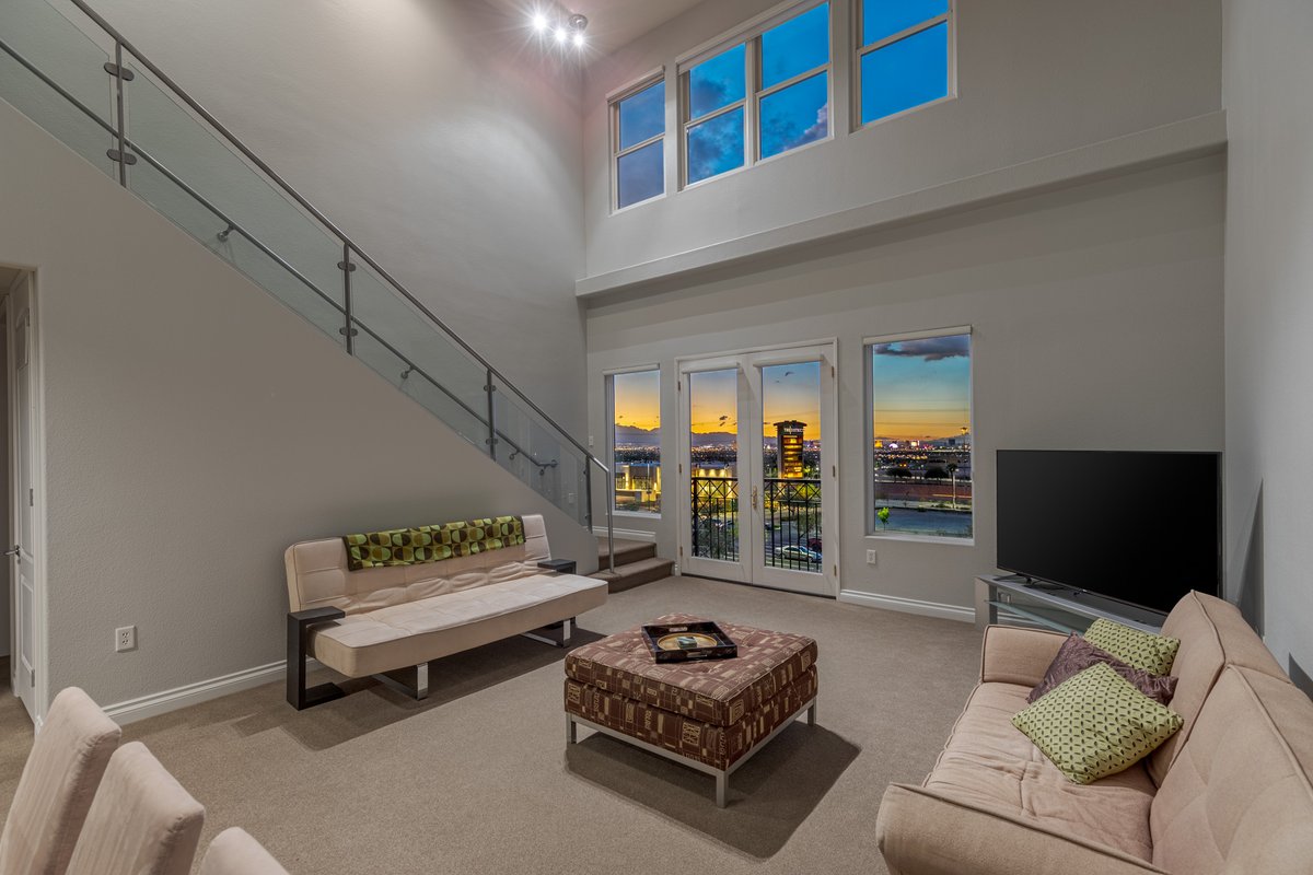 Discover vibrant views and world-class walkability at this third-story condominium—a rare opportunity to own property in The District at Green Valley Ranch. #2240VillageWalkUnit2310 • The District $900,000 • 1,747 SF • 2 Beds • 3 Baths ML#2524974