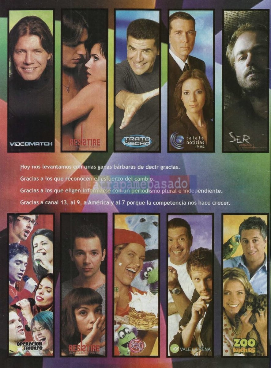 atrapamepasado's tweet photo. Revista #Veintitres me lleva a #Octubre #En2003 para recordar el #TELEFE de la dupla Villarruel- Llorente. 
Tras la avanzada del 13 (2002), el canal de @PAVON2444 recupera la iniciativa y consolida su liderazgo. 
#Hace20Años📺 https://t.co/WMc8mMeqTa