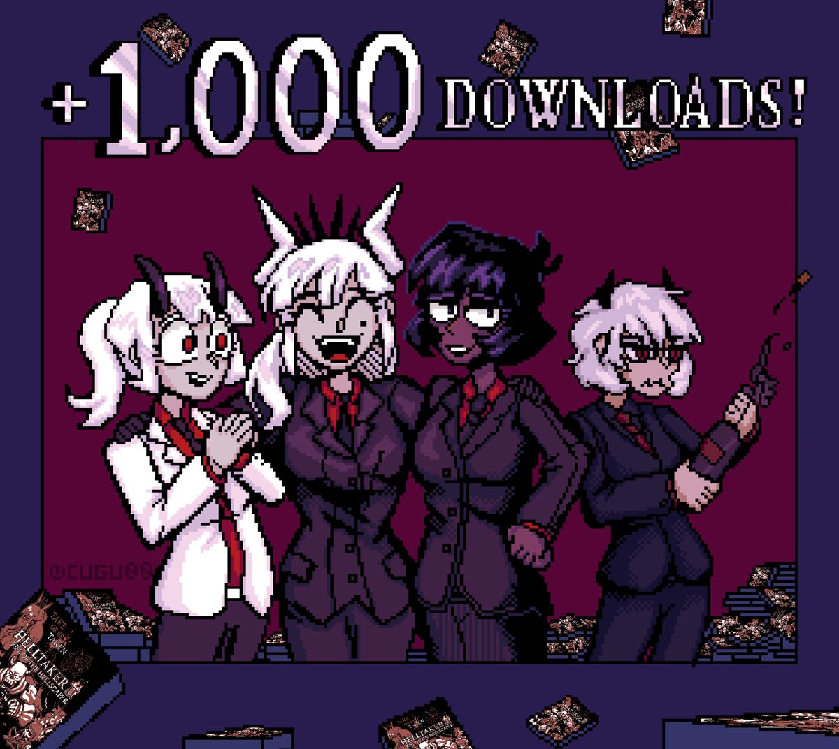 Cugu00's tweet photo. Thanks to your support, #HellScaper reached more than a thousand downloads on Itch!
#Helltaker #Helltakerfanart #HelltakerArt https://t.co/Vc3ljEF3Xa