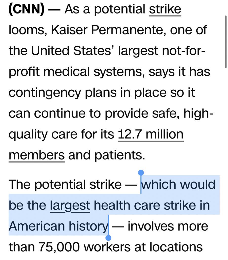 STRIKETOBER continues!!!

75,000 healthcare workers at Kaiser Permanente are set to go on strike tomorrow! This would be the largest health care strike in American history. Solidarity ✊