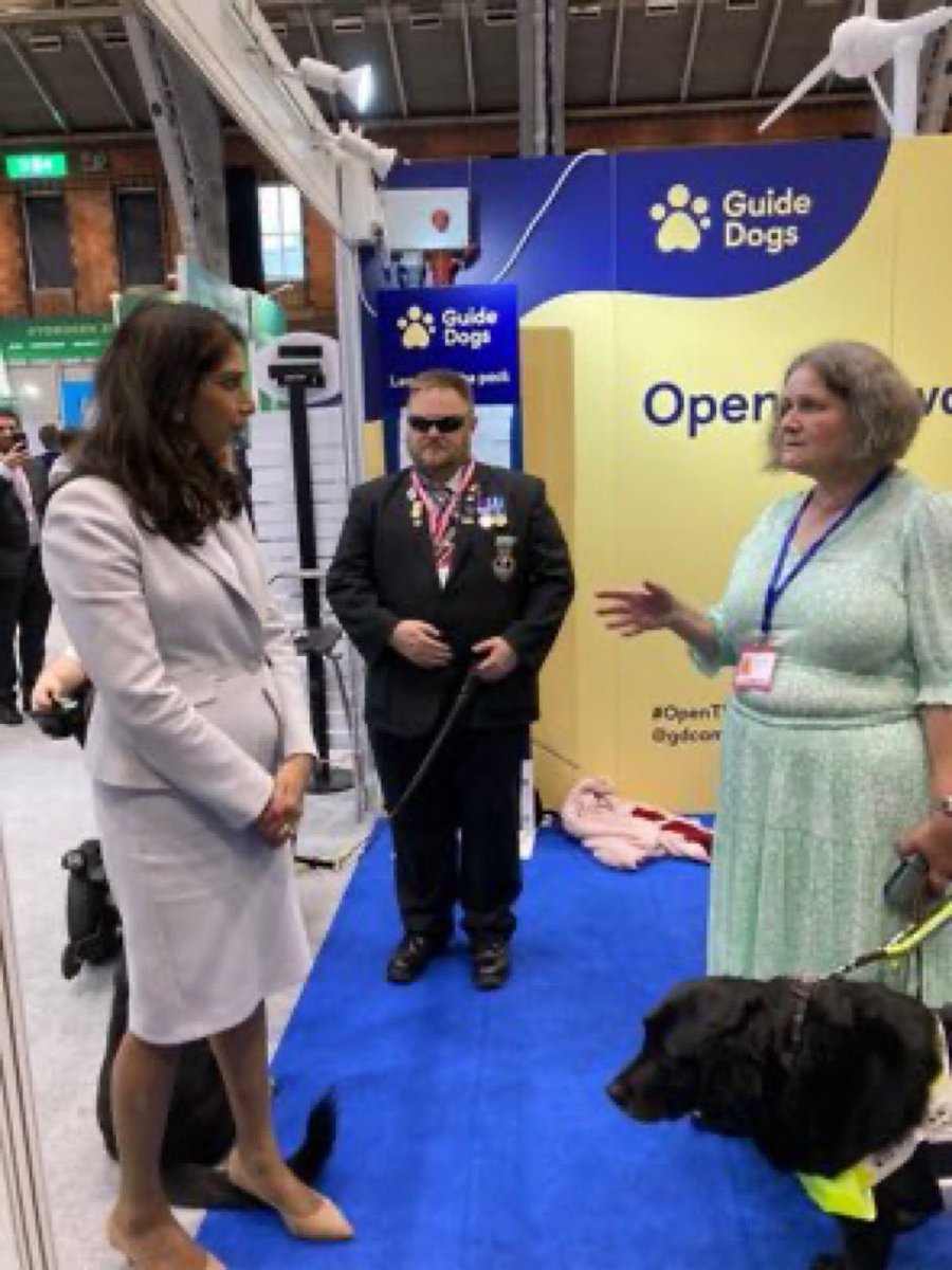 Nothing to see here. Just Suella Braverman standing on a guide dogs tail