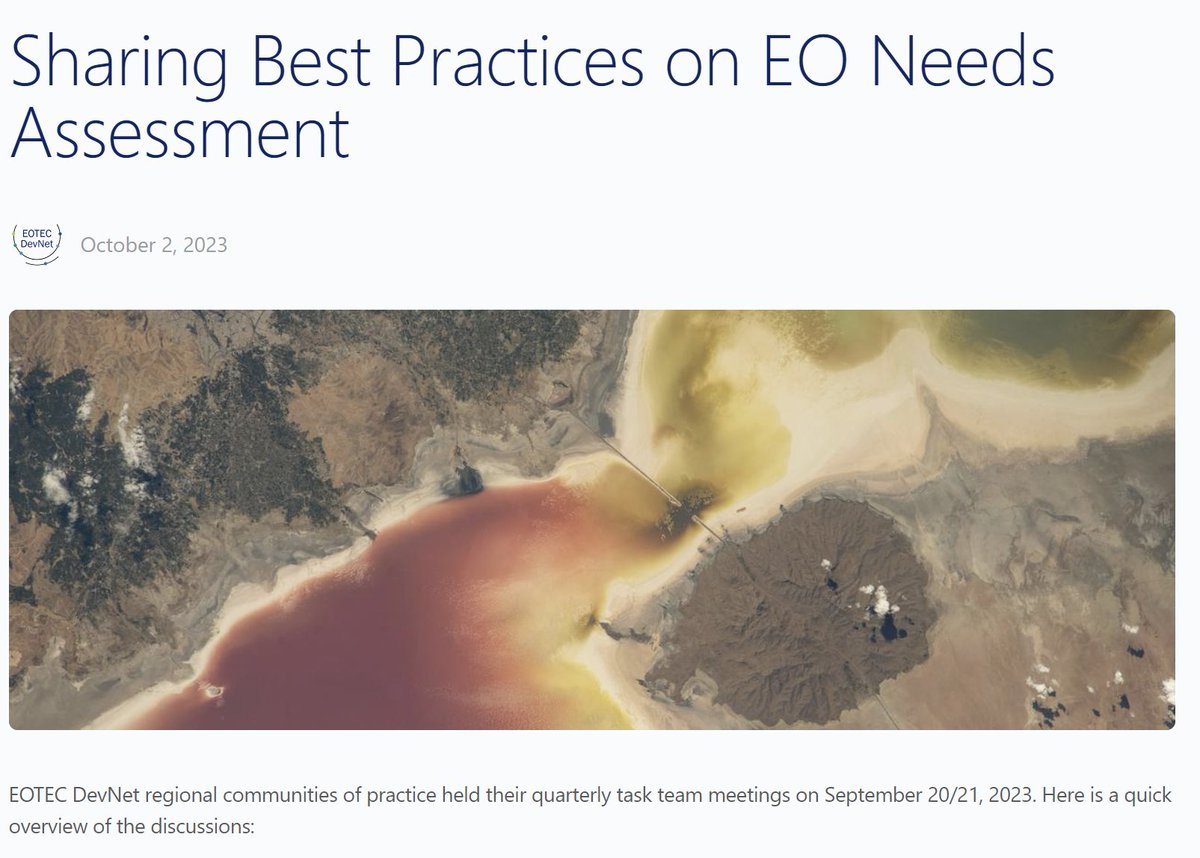 📣 Exciting updates from our latest #EOTECDevNet quarterly meeting on #EO Needs Assessment! Thanks again to all our spotlight presenters for their insights 🙌.
👀 Interested in the meeting outcomes? Check out the summary and videos for key insights! eotecdev.net/needs-assessme…