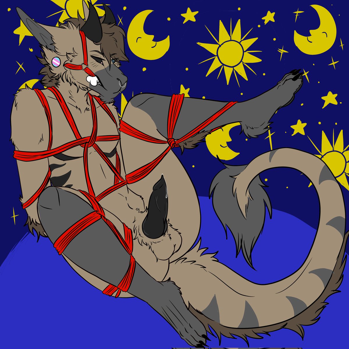 My half of an art trade with <a href="/UndeadBoy24/">🔞Sketch🔞</a> !!

Theyre boi is always so fun to draw, though he's a bit tied up at the moment ;3

#NSFW #nsfwart #nsfwacc #nsfwfurry