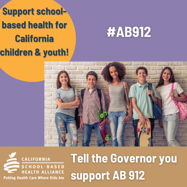 Show your support for #AB912 - the SAFE Act - which will support critical services - like school-based health centers - so children and youth in California can thrive! Use our toolkit to urge @CAgovernor to sign #AB912 into law! bit.ly/AB912NOW