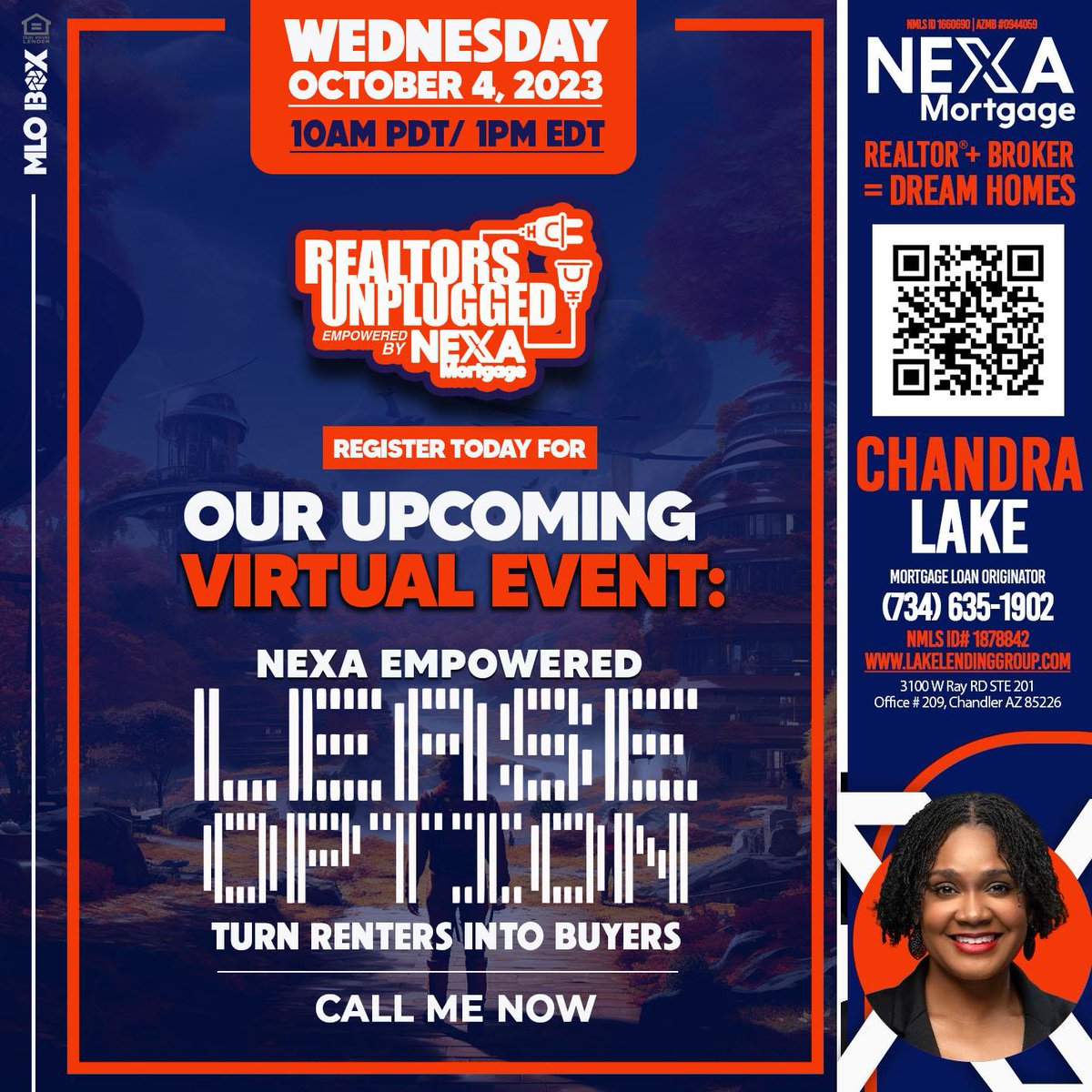 ❤️ Please join me for our next Realtors Unplugged presentation 𝗪𝗲𝗱𝗻𝗲𝘀𝗱𝗮𝘆, 𝗢𝗰𝘁𝗼𝗯𝗲𝗿 𝟰𝘁𝗵 𝗮𝘁 𝟭𝟶 𝗔𝗠 (𝗣𝗦𝗧) 𝗼𝗿 𝟭 𝗣𝗠 (𝗘𝗦𝗧)! This is a special presentation for you to get a chance to learn more about our niche products that only NEXA Mortgage can offer!